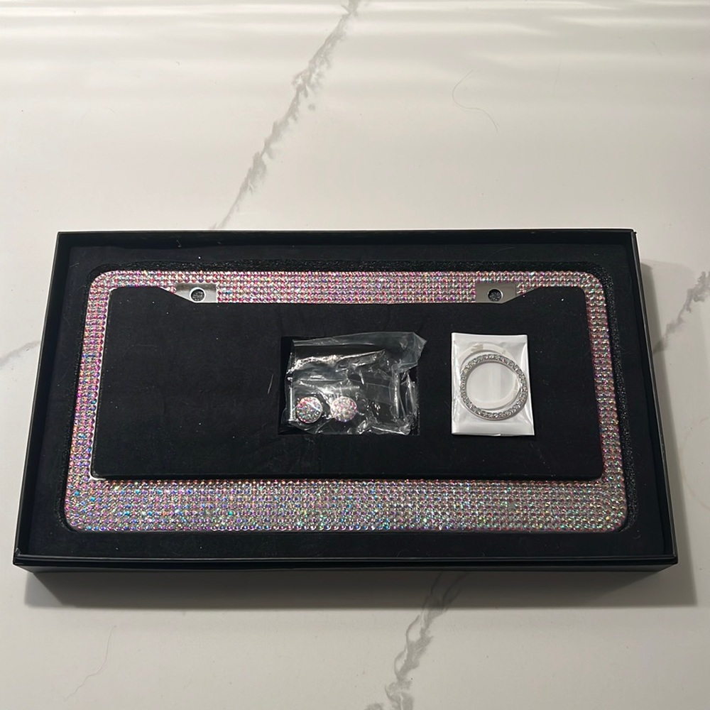 Opalescent license plate holder